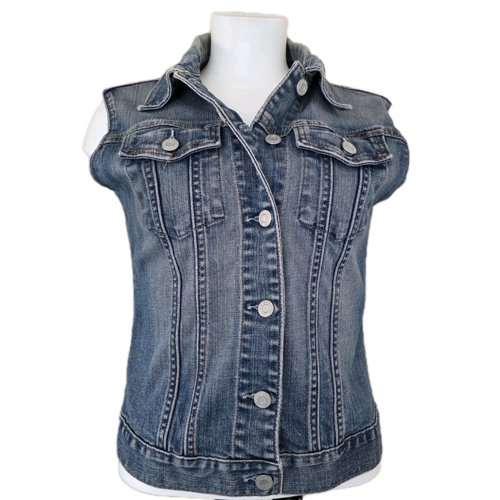 Vintage Y2K Gap‎ Denim Vest S Blue Stretch 90s Trucker Retro Cowgirl